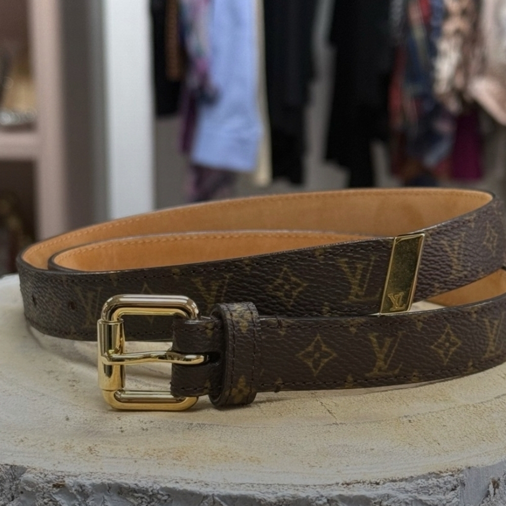 Louis Vuitton Monogram Belt with Gold Hardware